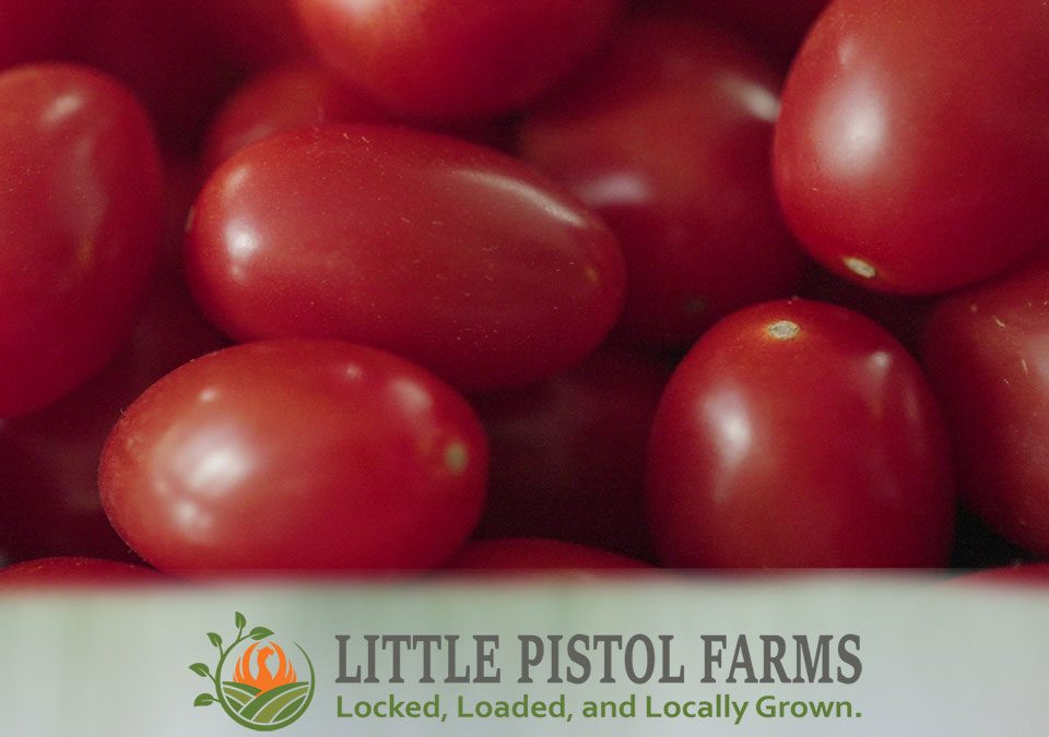 Grape Tomatoes - Fresh Farm Produce on our Kalamazoo Michigan Farm Stand at Little Pistol Farms in Oshtemo Township